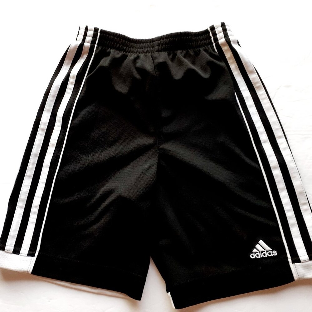 Adidas Boys Shorts Black Gym Athletic Elastic Waist Pull On 7